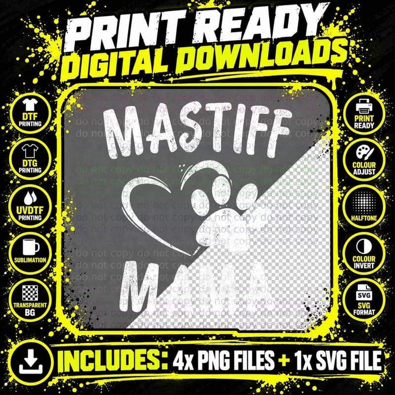 English Mastiff Mama Gift Pet Lover Apparel Dog Mastiffs Png SVG Digital Bundle