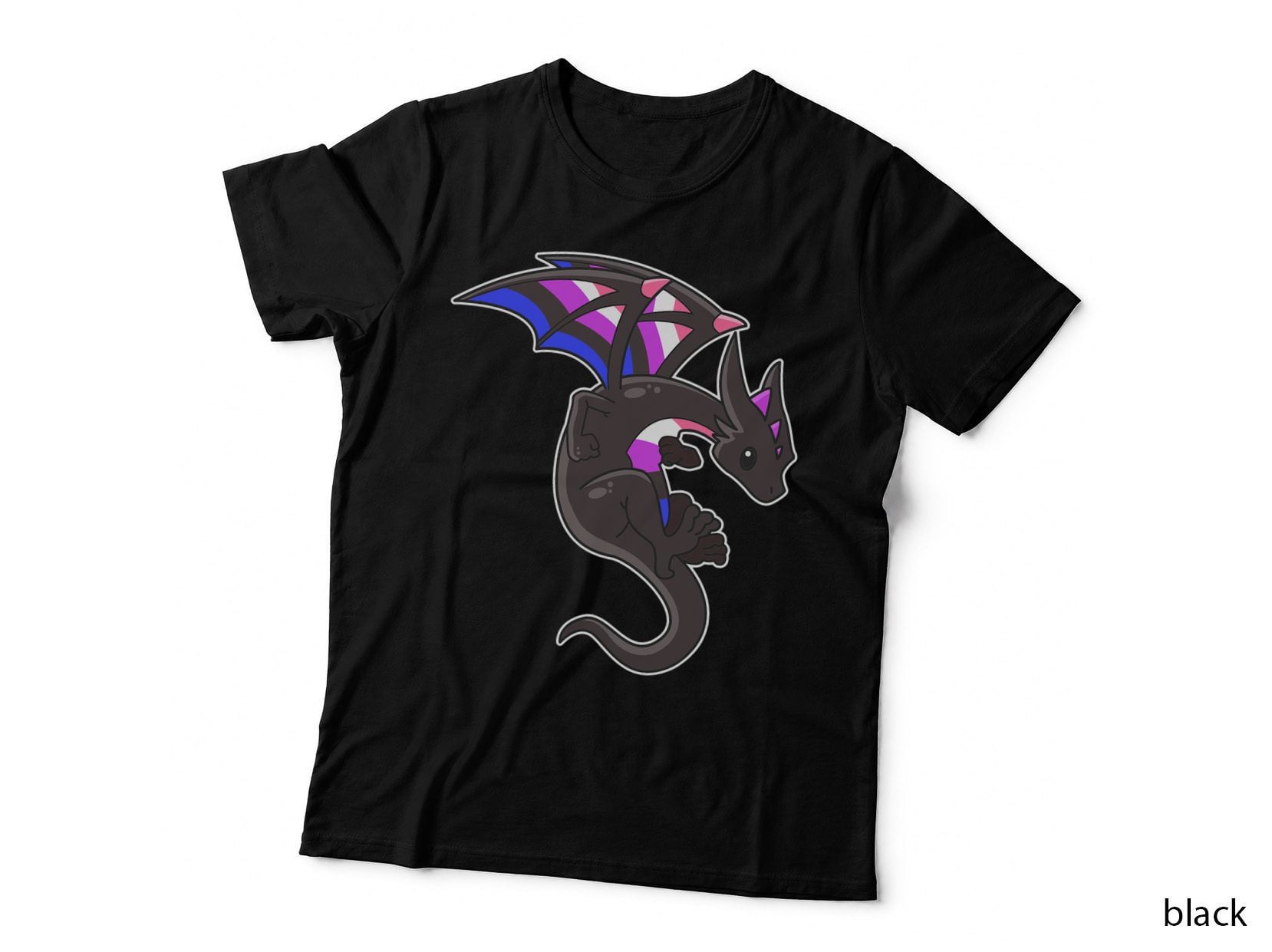 Epic Dragon with Genderfluid Pride Flag Colors, Dragon Art, LGBTQ+ Pride T-Shirt