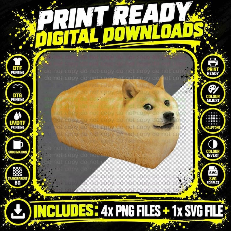 Fashion Shiba Inu Doge Bread Meme Dog, Men's Png SVG Digital Bundle