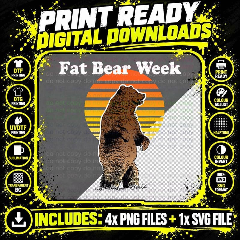 Fat Bear Week! Vintage Fat Bears Design for Fat Bears Png SVG Digital Bundle