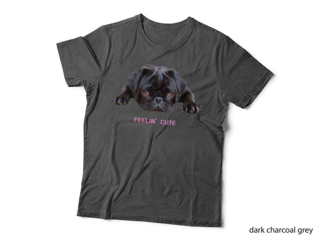 Feelin' Cute Black Pug Dog Lover Dark Puppy, Pugs, Pet Lovers T-Shirt