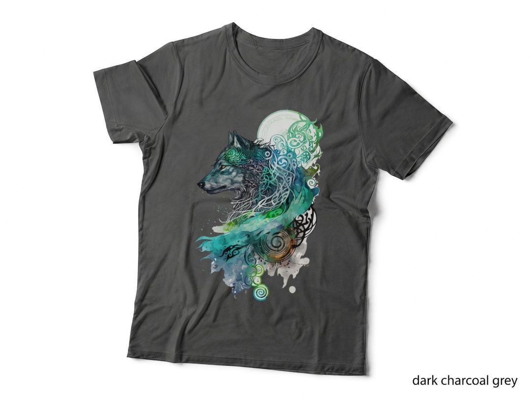 Fenrir Wolf Watercolor Viking Nordic Celtic Mythology Theme T-Shirt