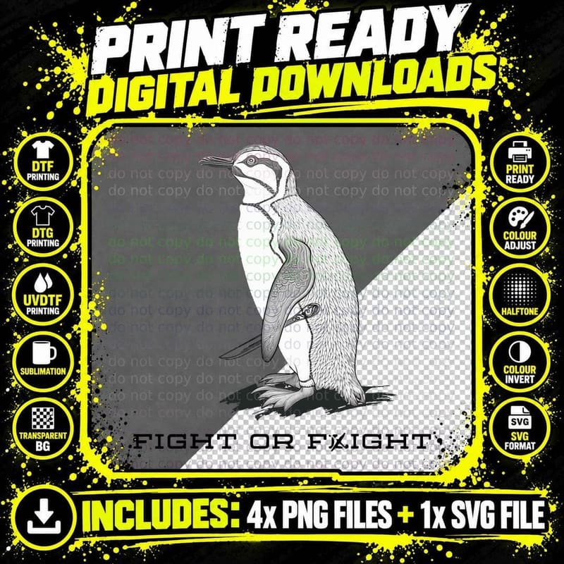 Fight or Flight Funny Penguin Pun Fight or Flight Bird Png SVG Digital Bundle
