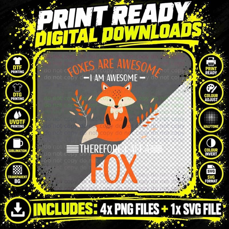 Foxes Are Awesome Fox Lovers for Women Kids T-Shirt Png SVG Digital Bundle