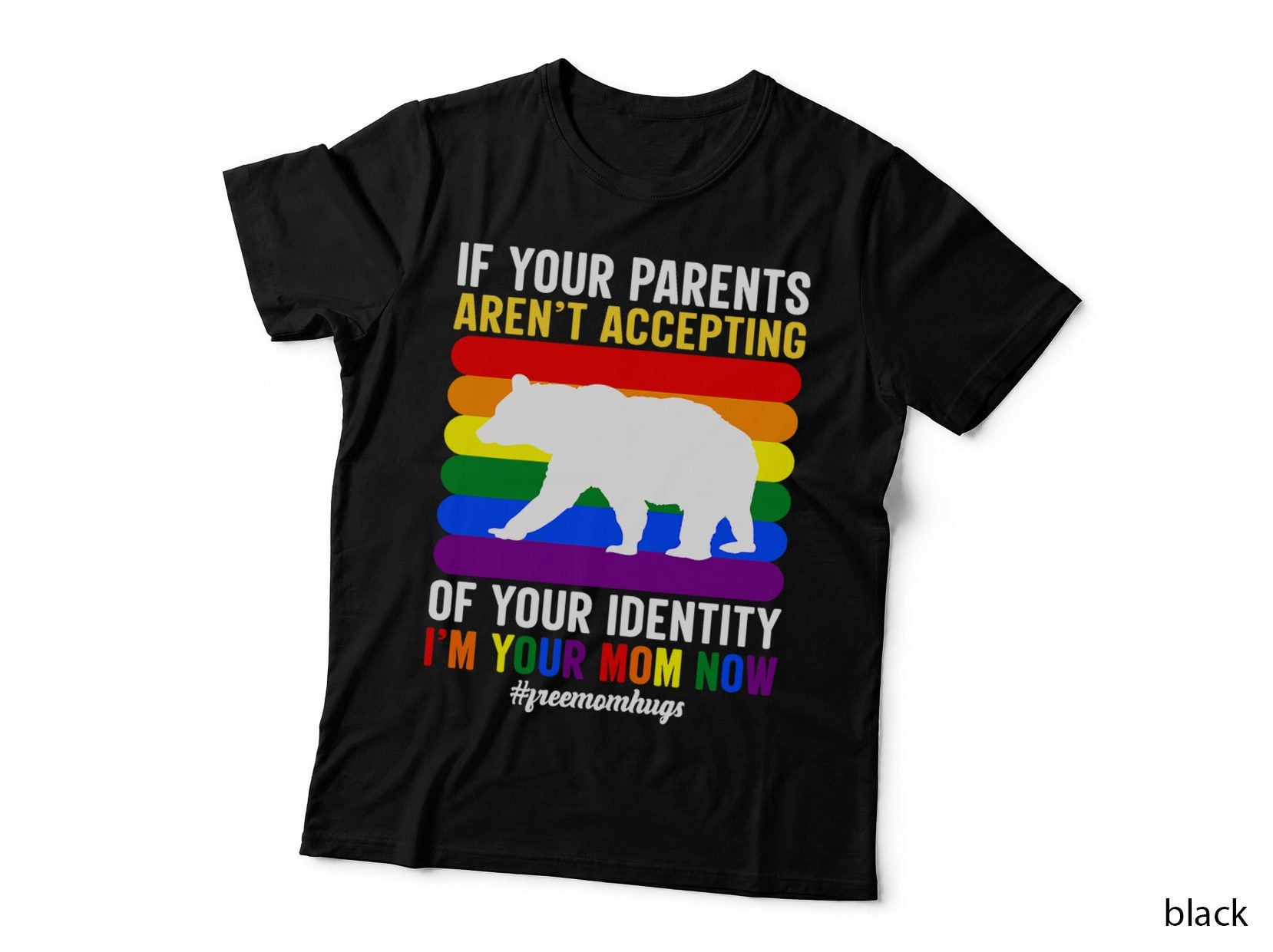 Free Mom Hugs Proud Mama Bear LGBT Gay Pride LGBTQ Parade T-Shirt