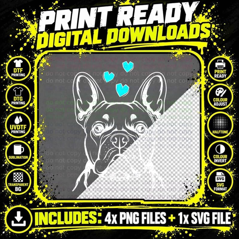 French Bulldog Frenchie Love Cute Dog Mom Funny Gift Png SVG Digital Bundle