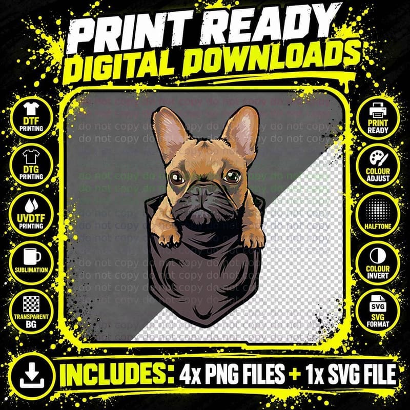 French Bulldog Frenchie in Pocket Dog Owners Png SVG Digital Bundle