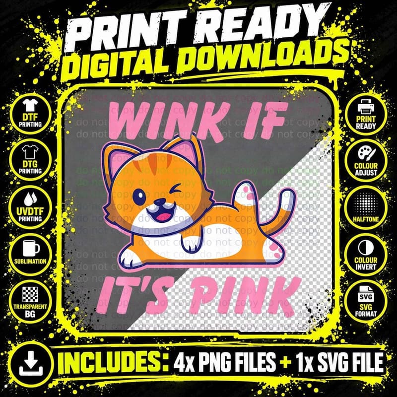 Funny Adult Humor Cute Cat Cool Pink Shocker Dirty Sex Png SVG Digital Bundle