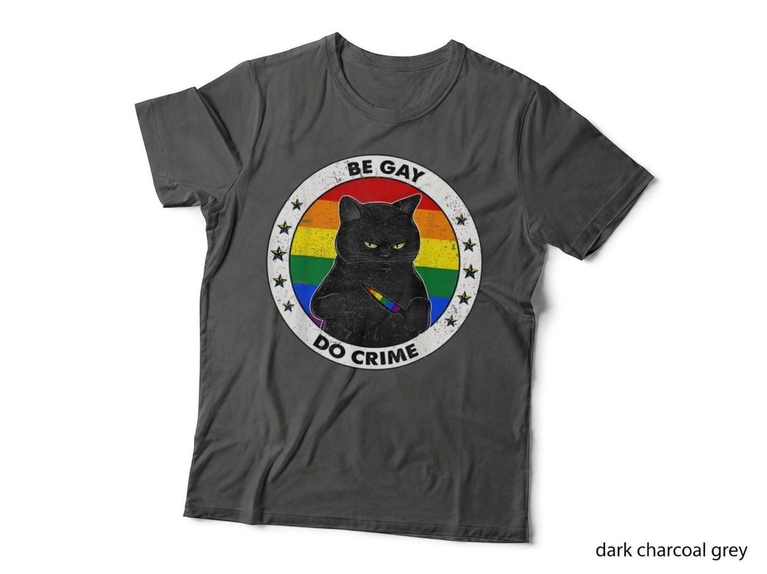 Funny Black Cat Be Gay Do Crime Rainbow LGBTQ Pride Gay Cat T-Shirt