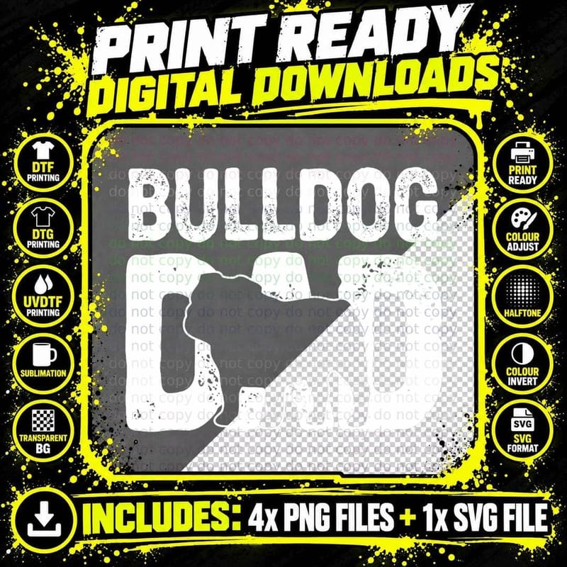 Funny Bulldog Dad Dog Lover English Bulldog Father Dog Png SVG Digital Bundle