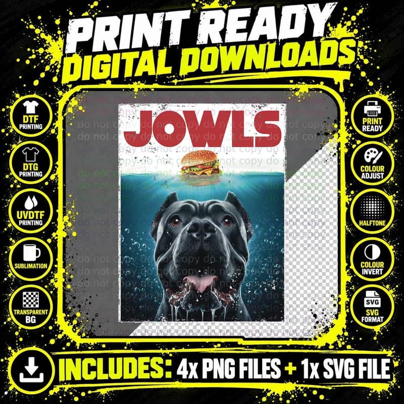 Funny Cane Corso Jowls Top, Drool Burger, Dog Mom Png SVG Digital Bundle