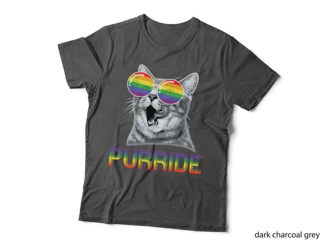 Funny Cat Gay Pride Rainbow Sunglasses LGBTQ T-Shirt