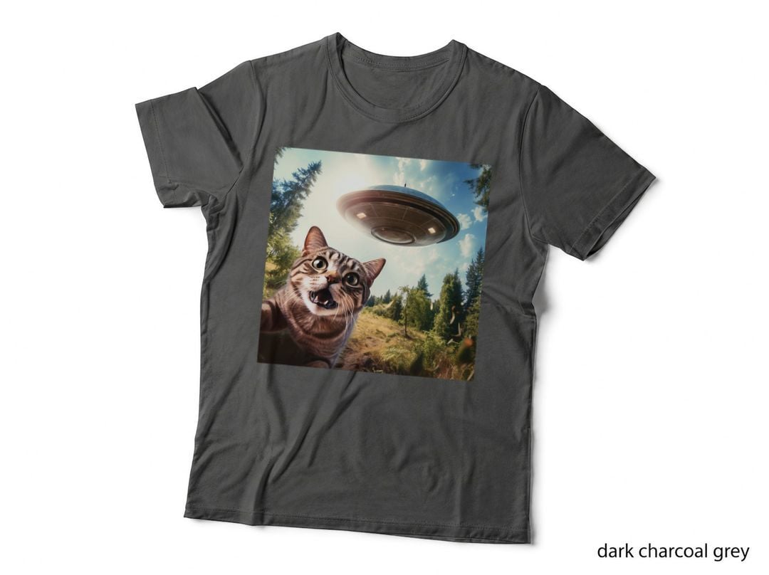 Funny Cat Selfie Ufo Alien T-Shirt