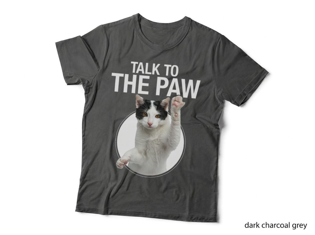Funny Cat Talk to the Paw Anti-Social Slogan Cat Graphic T-Shirt
