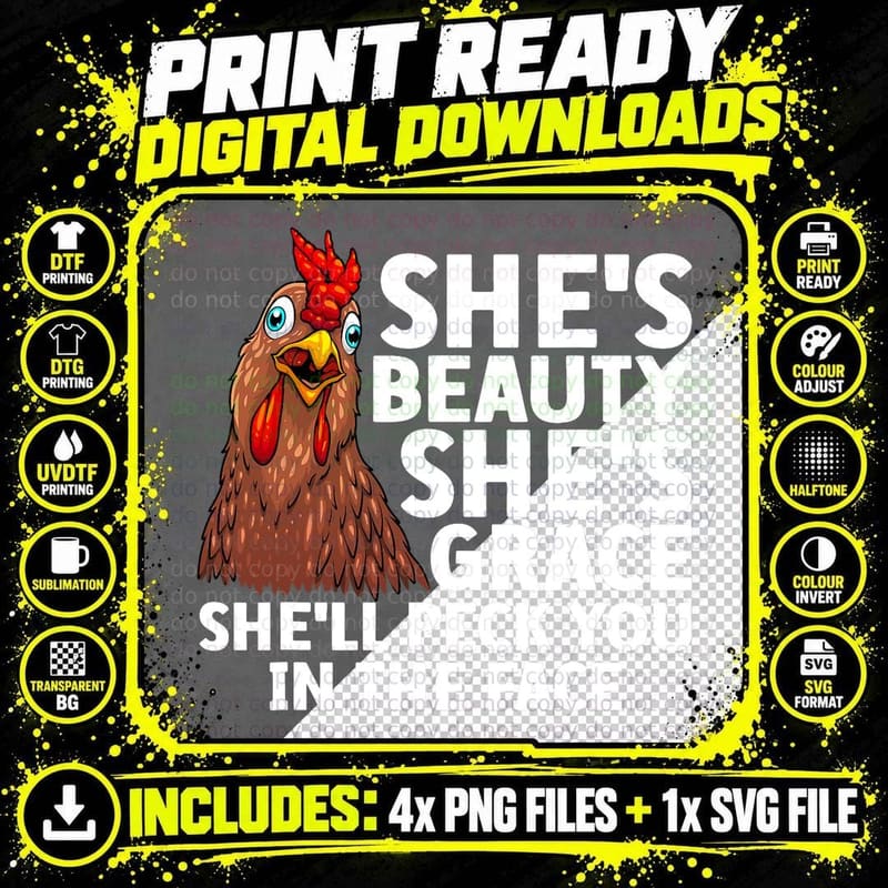 Funny Chicken Art for Men Women Rooster Hen Chicken Png SVG Digital Bundle