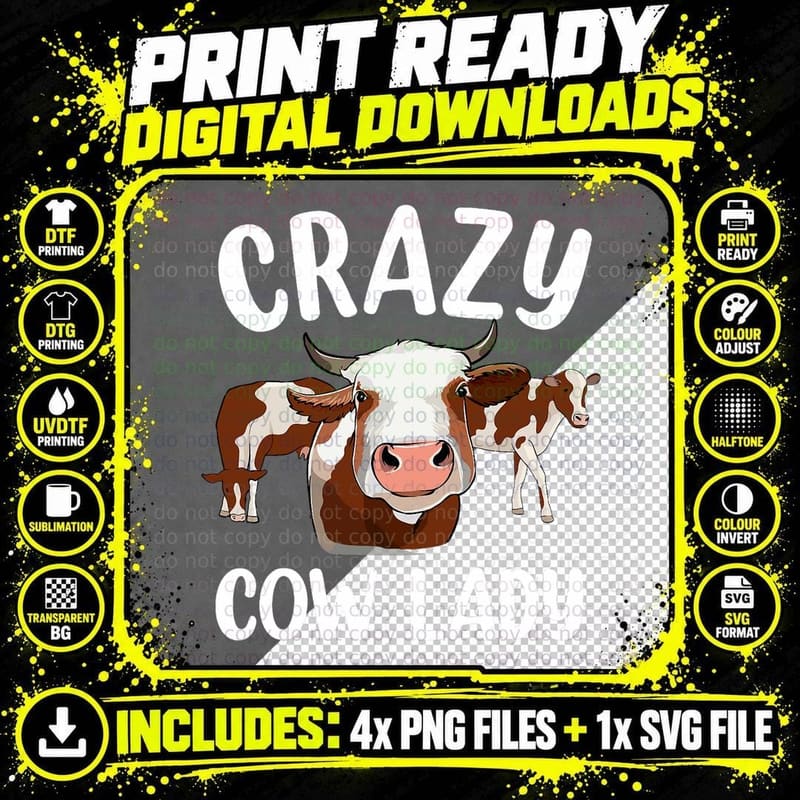 Funny Cow Farmer for Women Girls Heifer Farm Animal Png SVG Digital Bundle