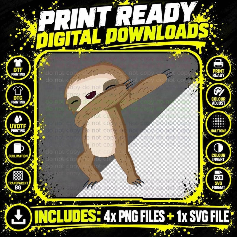 Funny Dabbing Sloth Shirt Cute Sloth Dab T-Shirt Png SVG Digital Bundle