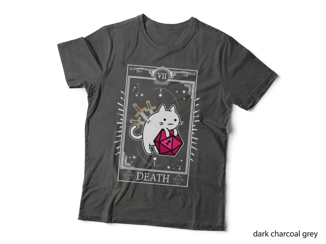 Funny Dungeon Tarot Card Cat Dice D20 T-Shirt