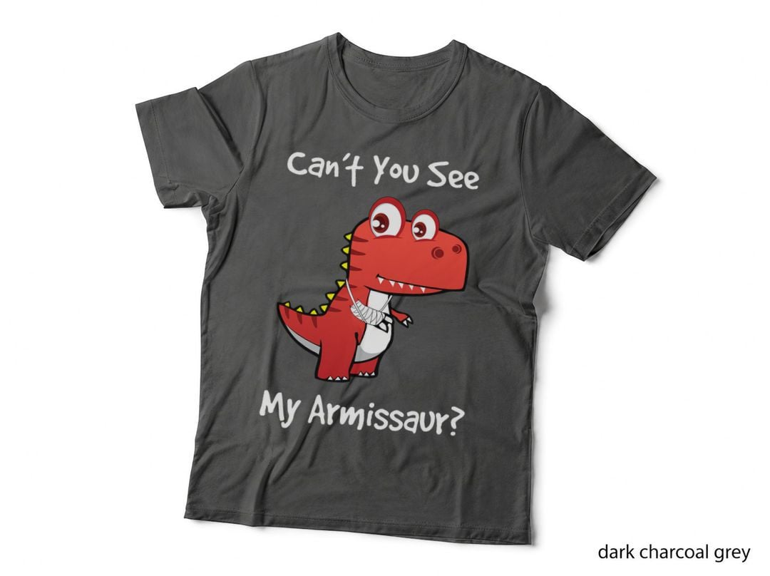 Funny Get Well Broken Arm Dinosaur with a Cast My Armissaur T-Shirt
