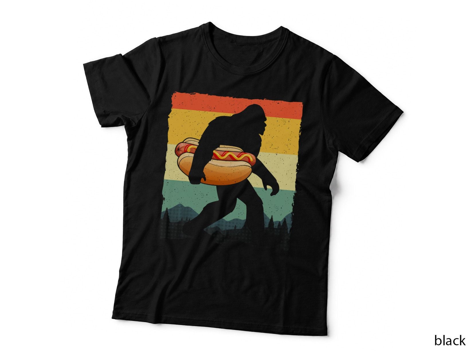 Funny Hot Dog Art for Men Women Bigfoot Hotdog Lovers T-Shirt