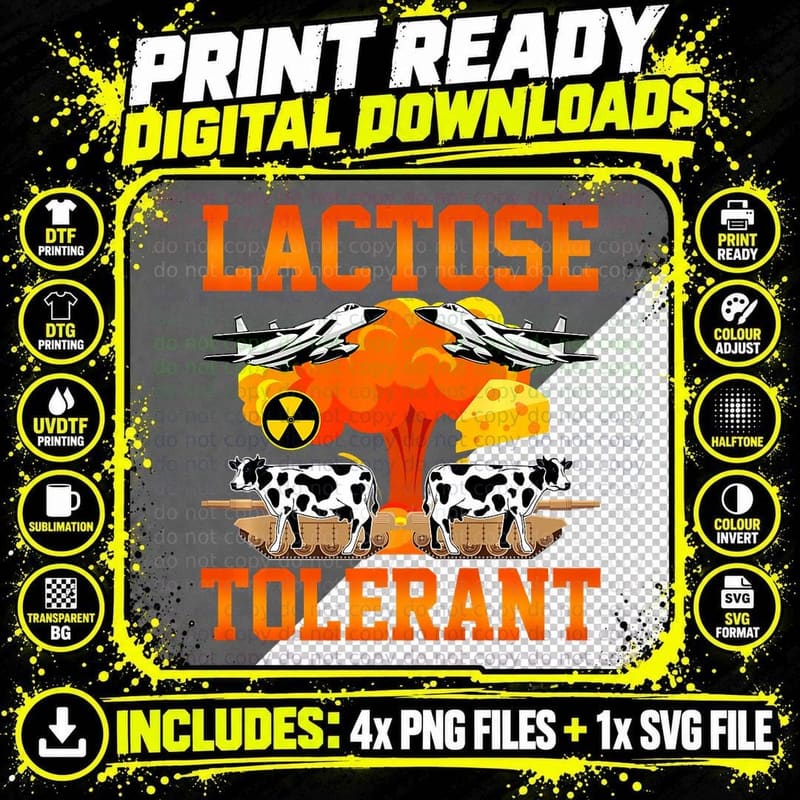 Funny Lactose Tolerant Shirt Tolerance Milk Explosion Png SVG Digital Bundle
