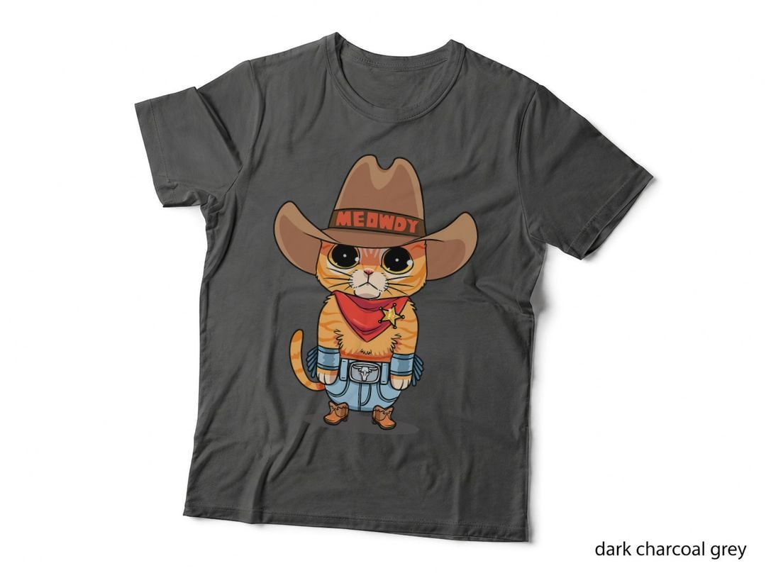 Funny Meowdy Orange Tabby Cat Cowboy Hat Howdy Meow Meme T-Shirt