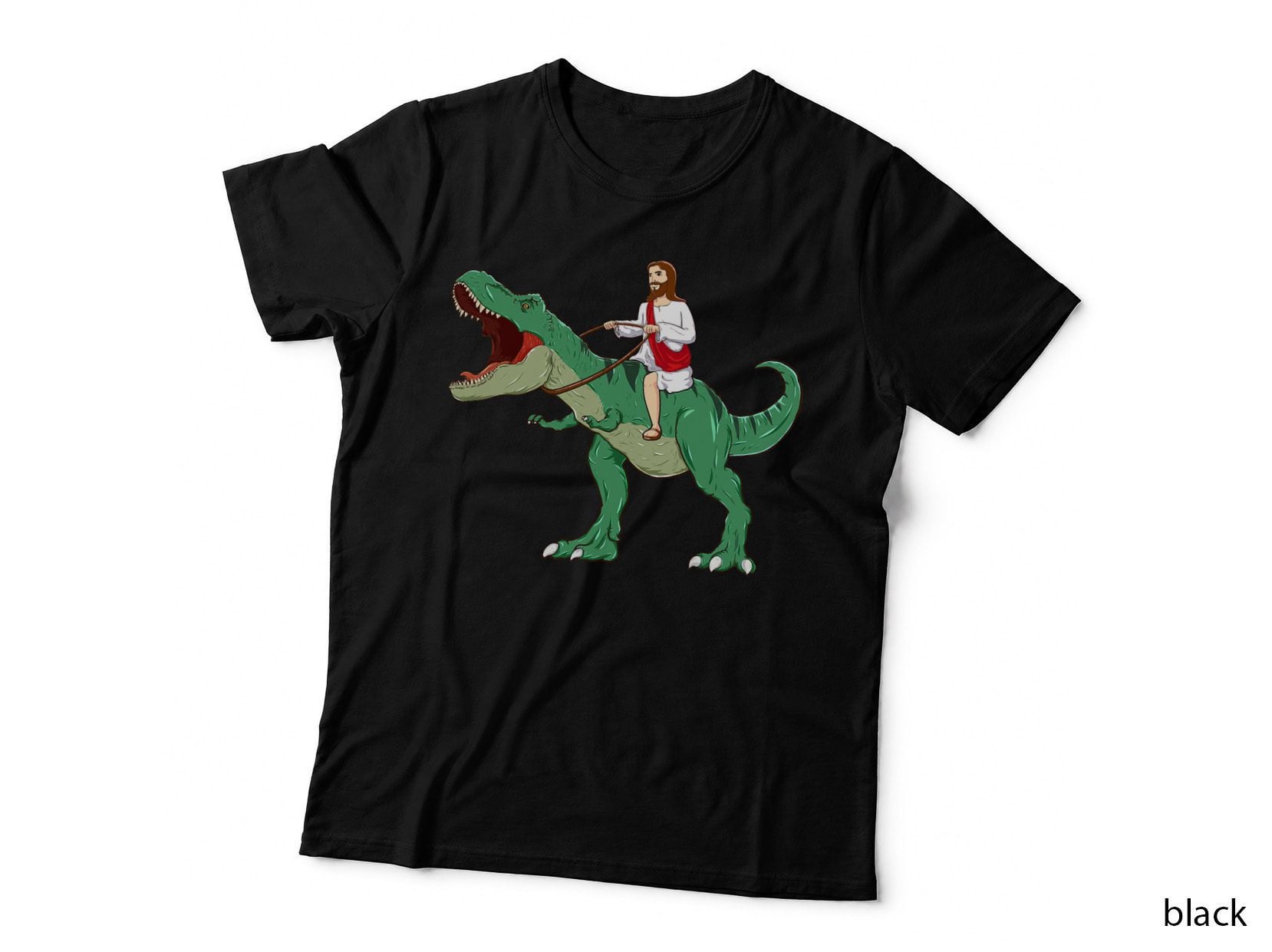 Funny Parody Jesus Riding Dinosaur Meme Dino Lover Believer T-Shirt