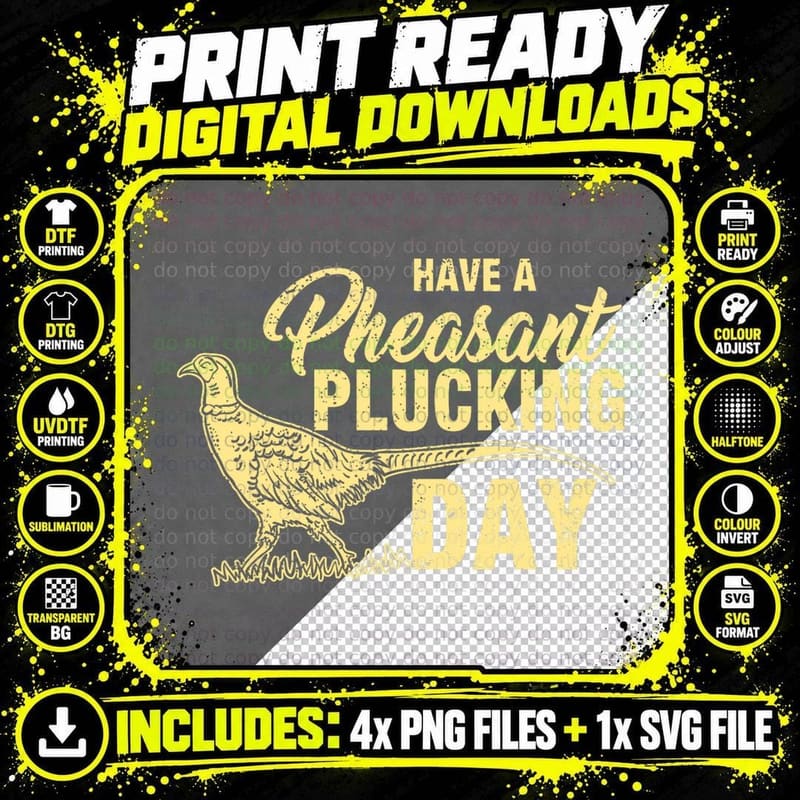 Funny Pheasant Hunting Plucking T Shirt Gift Png SVG Digital Bundle