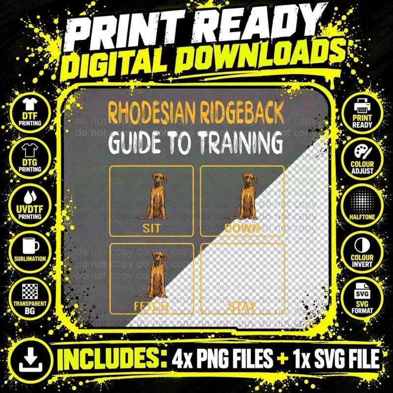 Funny Rhodesian Ridgeback Guide to Training Dog Png SVG Digital Bundle
