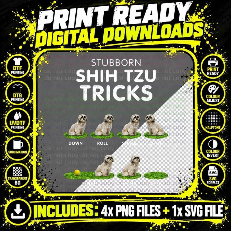 Funny Shih Tzu Trick Tshirt for Men Png SVG Digital Bundle
