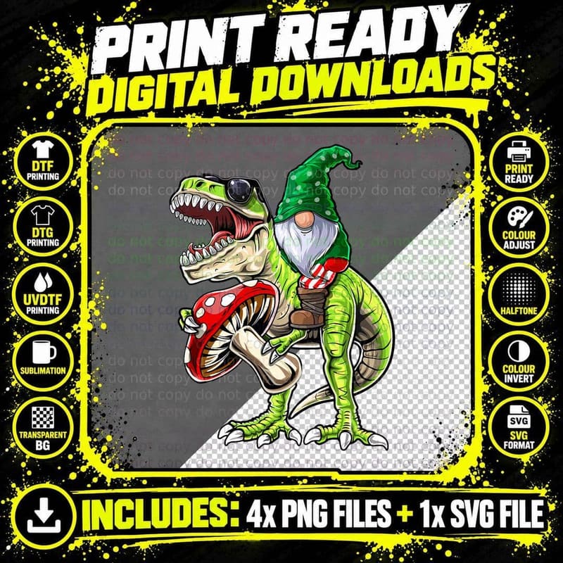 Garden Gnome Hat T Rex Dinosaur Funny Gardening Women Png SVG Digital Bundle