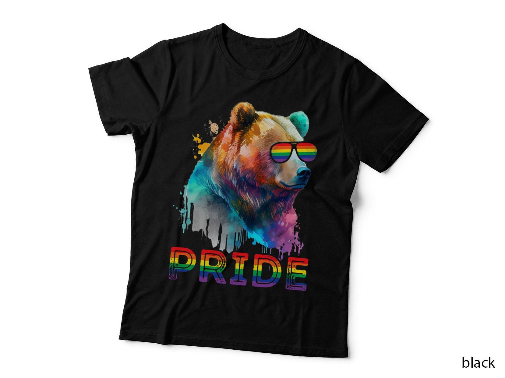 Gay Bear LGBTQ Rainbow Sunglasses Pride Flag Men Women T-Shirt