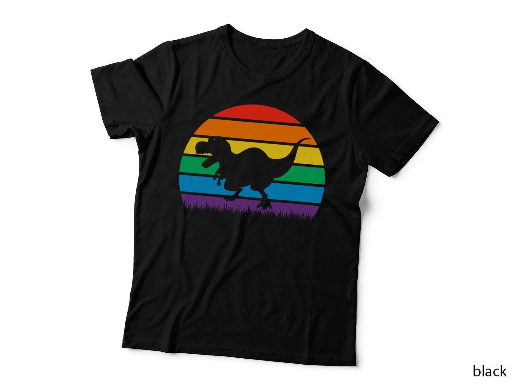 Gay Pride Flag Allysaurus Ally Men Boys Dinosaur T Rex LGBT T-Shirt
