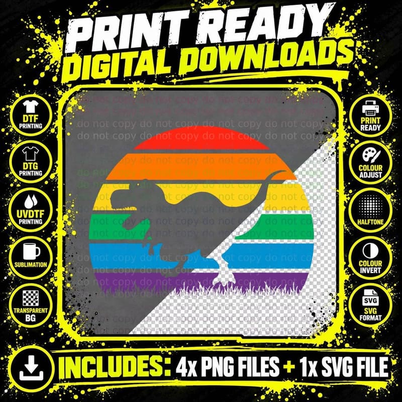 Gay Pride Flag Allysaurus Ally Men Boys Dinosaur T Rex Png SVG Digital Bundle