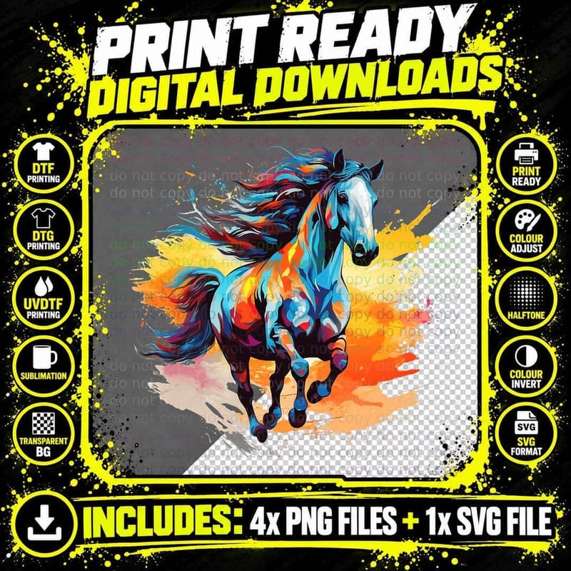 Horse Art Design Horse Riding Dressage Equestrian, Men's Png SVG Digital Bundle