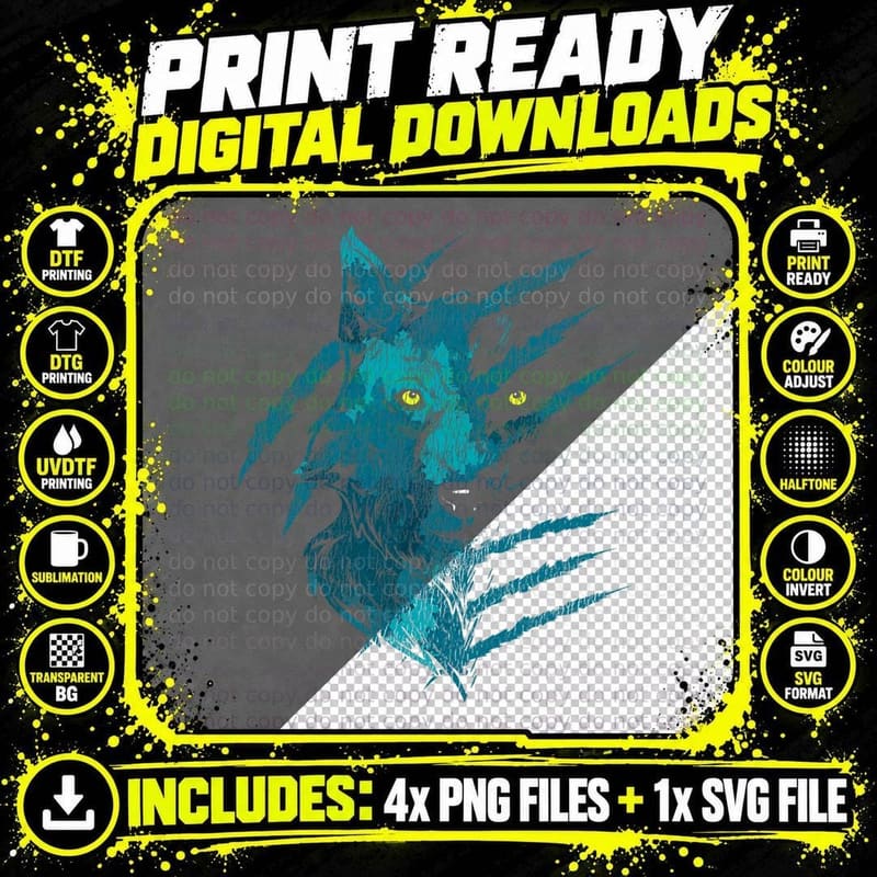 Howling Forest Animal Wolf Lover Wildlife Gift Predator Png SVG Digital Bundle