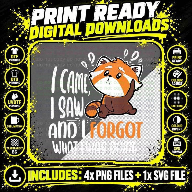 I Came I Saw and I Forgot What I Was Doing Funny Red Png SVG Digital Bundle