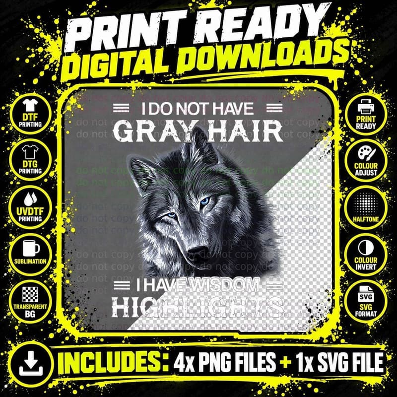 I Do Not Have Gray Hair I Have Wisdom Highlights Funny Png SVG Digital Bundle