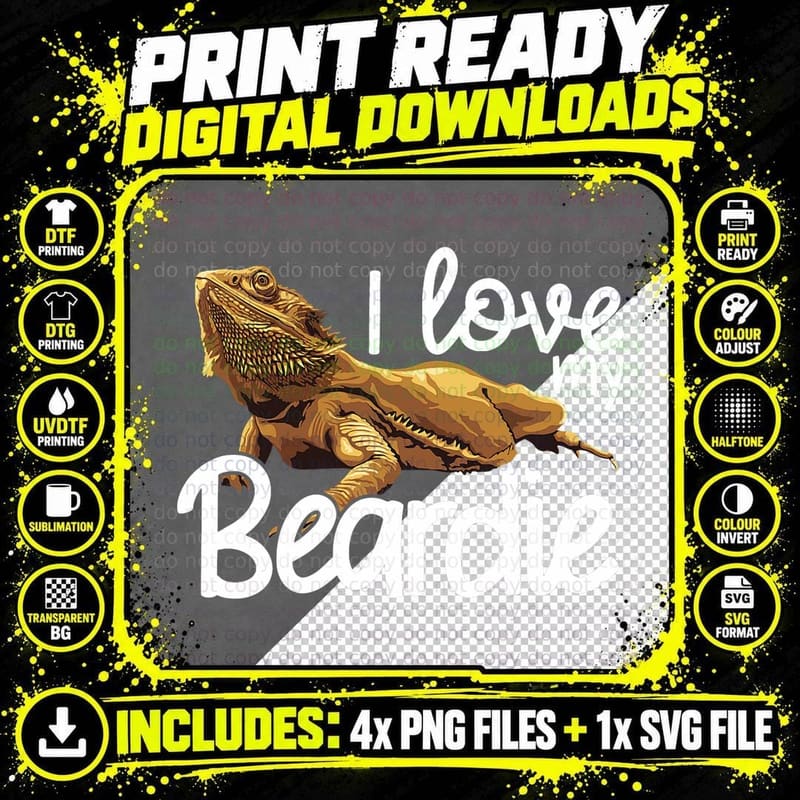 I Love My Beardie Funny Bearded Dragon Owner Reptile Png SVG Digital Bundle
