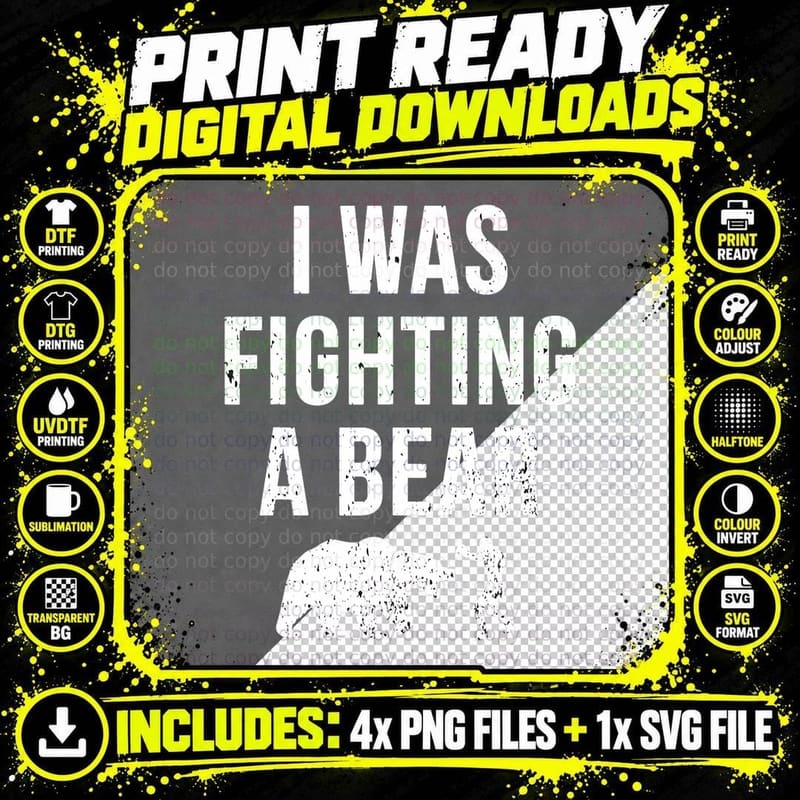 I Was Fighting a Bear Funny Injury Recovery Get Well Png SVG Digital Bundle
