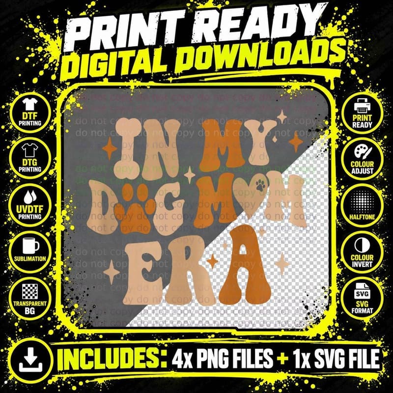 In My Dog Mom Era Groovy Puppy Dog Mama Life Pet Png SVG Digital Bundle