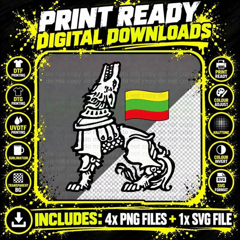 Iron Wolf Lietuva by Lithuania Strong, Lithuanian Pride Png SVG Digital Bundle