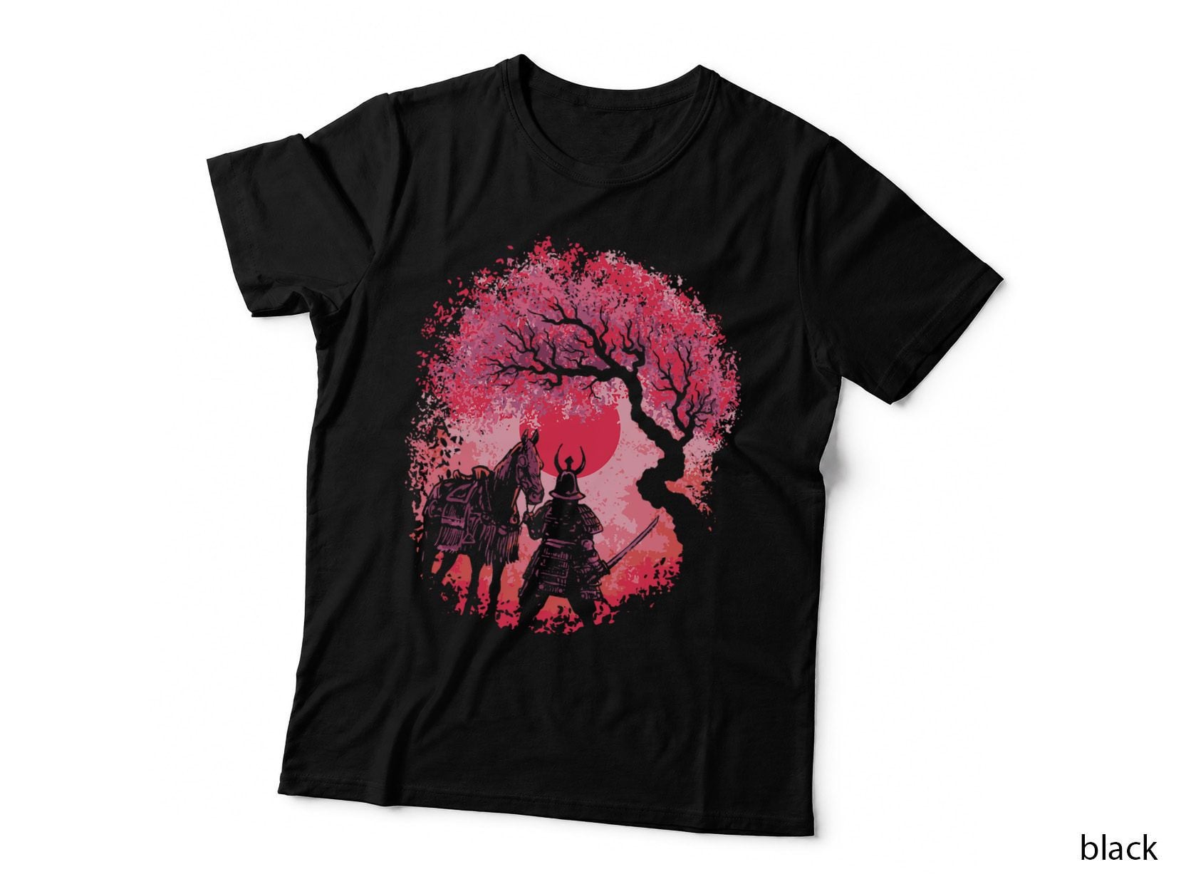 Japanese Cherry Blossom Sakura Vintage Samurai Kiso Horse T-Shirt