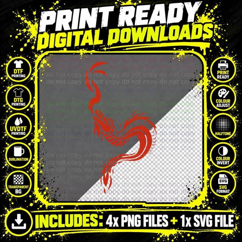 Japanese Dragon Red Serpent Tshirt Graphic Snake Art Png SVG Digital Bundle