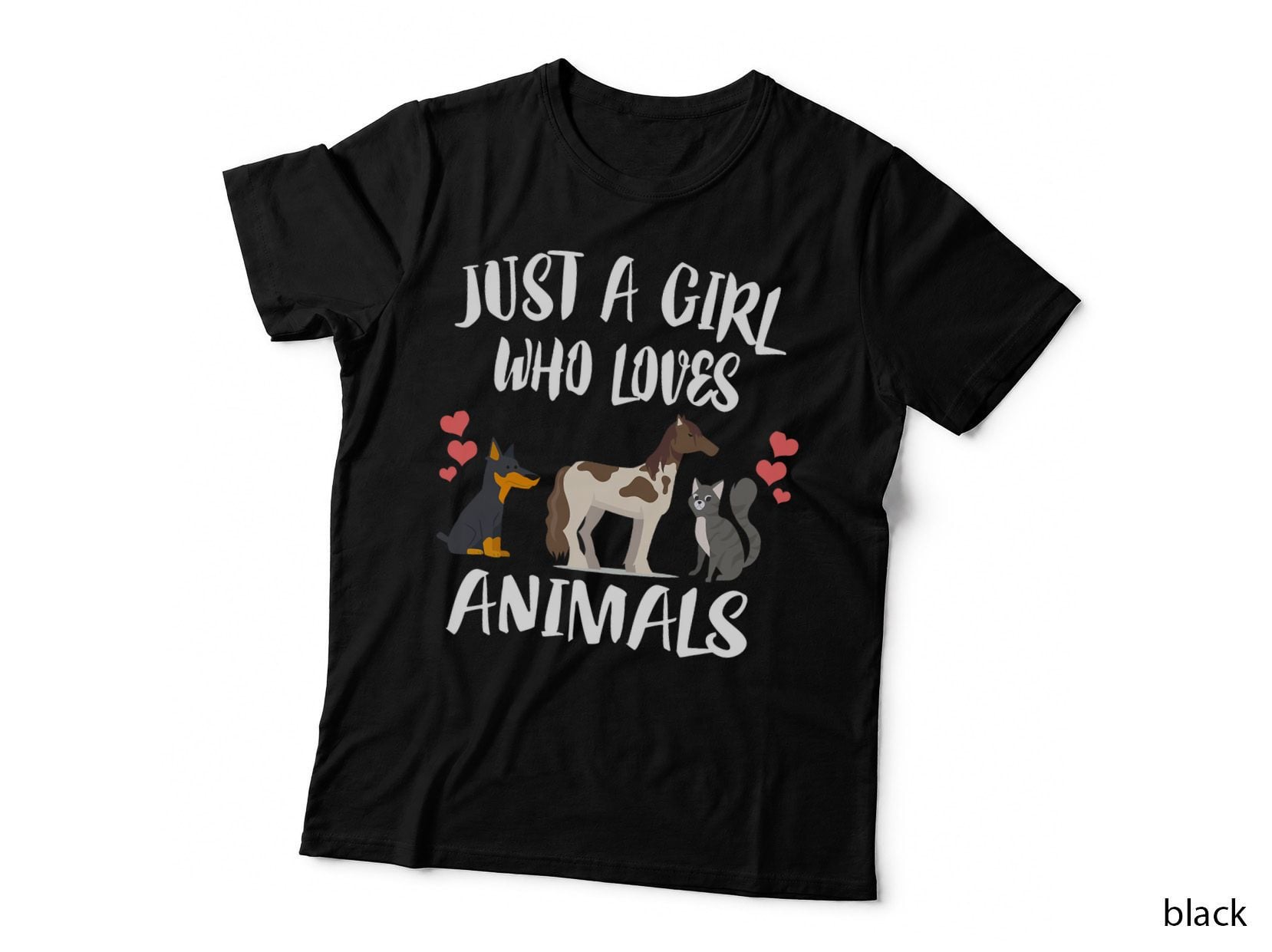 Just a Girl Who Loves Animals Dog Cat Horse T-Shirt