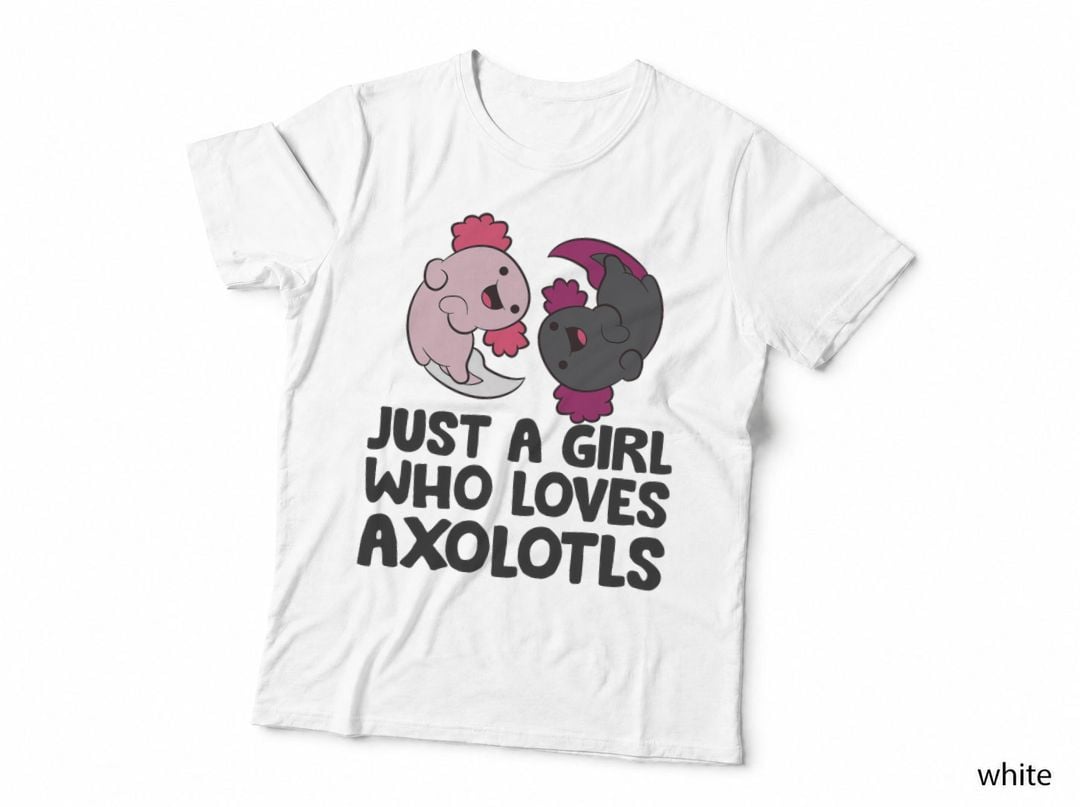 Just a Girl Who Loves Axolotls Pink and Dark Axolotl T-Shirt