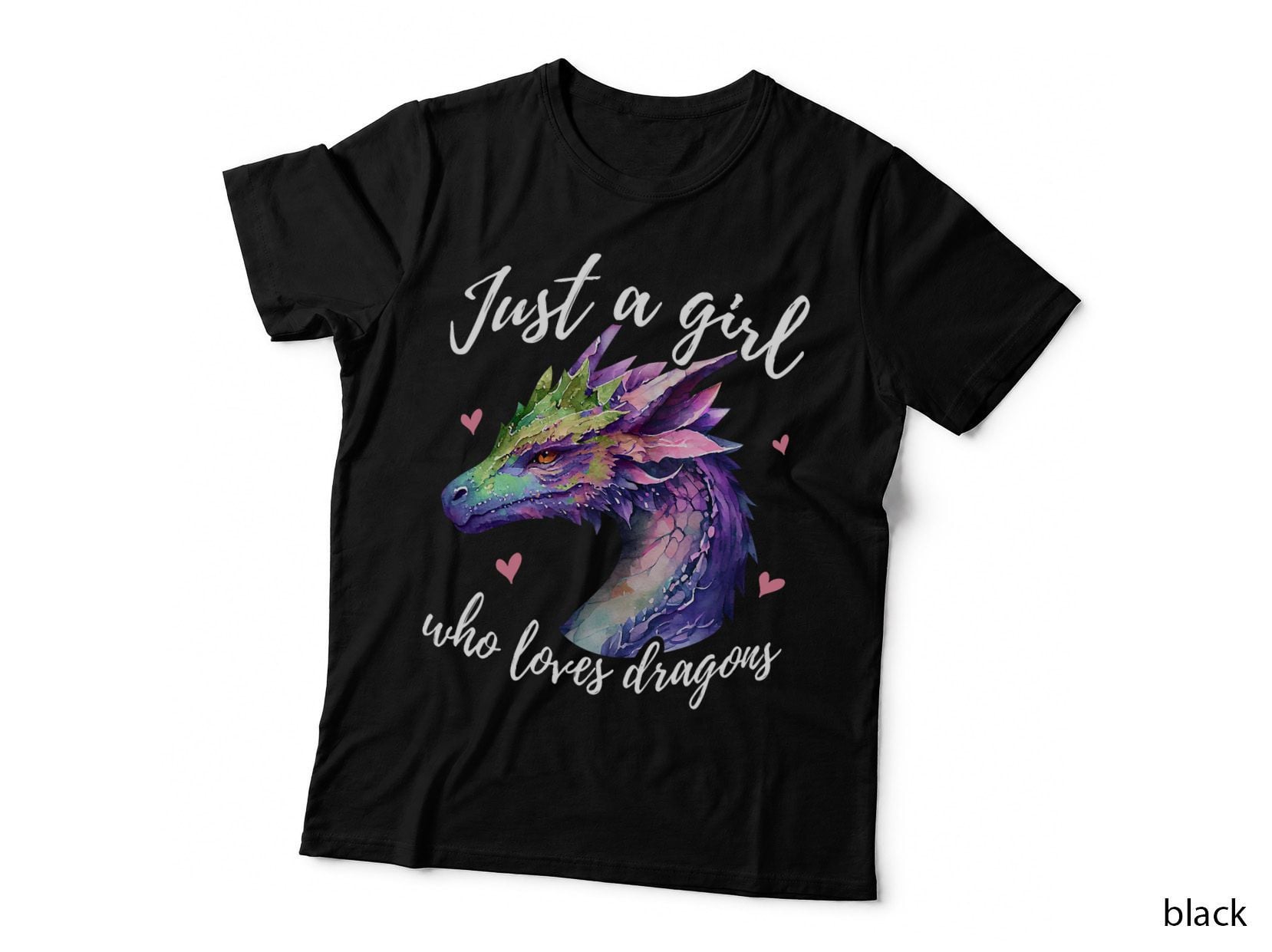 Just a Girl Who Loves Dragons - Cute Dragon Watercolor Art T-Shirt