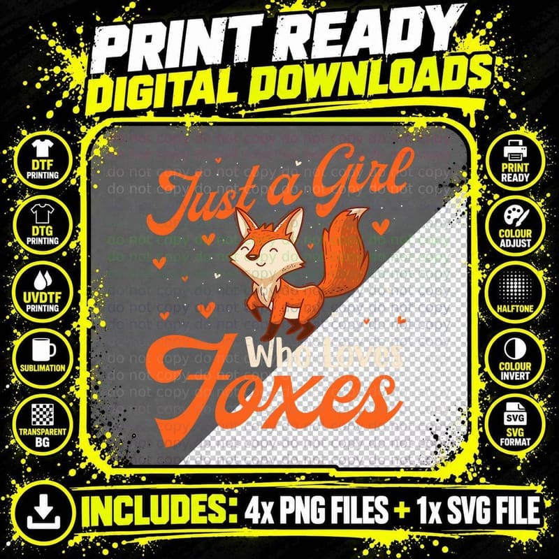 Just a Girl Who Loves Foxes - Fox Lover Zookeeper T-Shirt Png SVG Digital Bundle