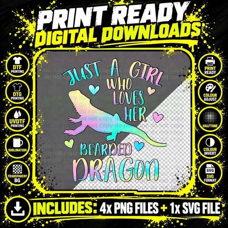 Just a Girl Who Loves Her Bearded Dragon Dragons Lover Png SVG Digital Bundle