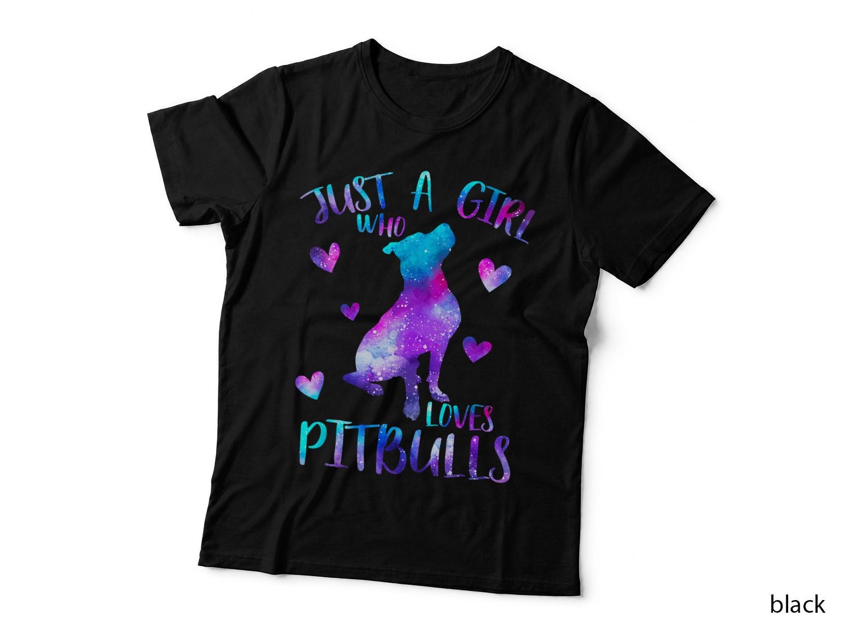 Just a Girl Who Loves Pitbulls Galaxy Space Pitbull Dog Mom T-Shirt